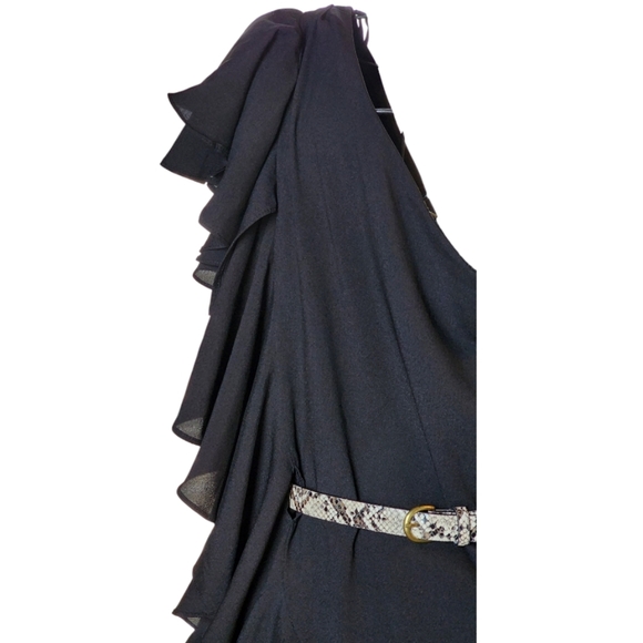 Double Zero Black One-Shoulder Ruffle Dress – Chic Cocktail Party Mini Medium - Picture 9 of 9
